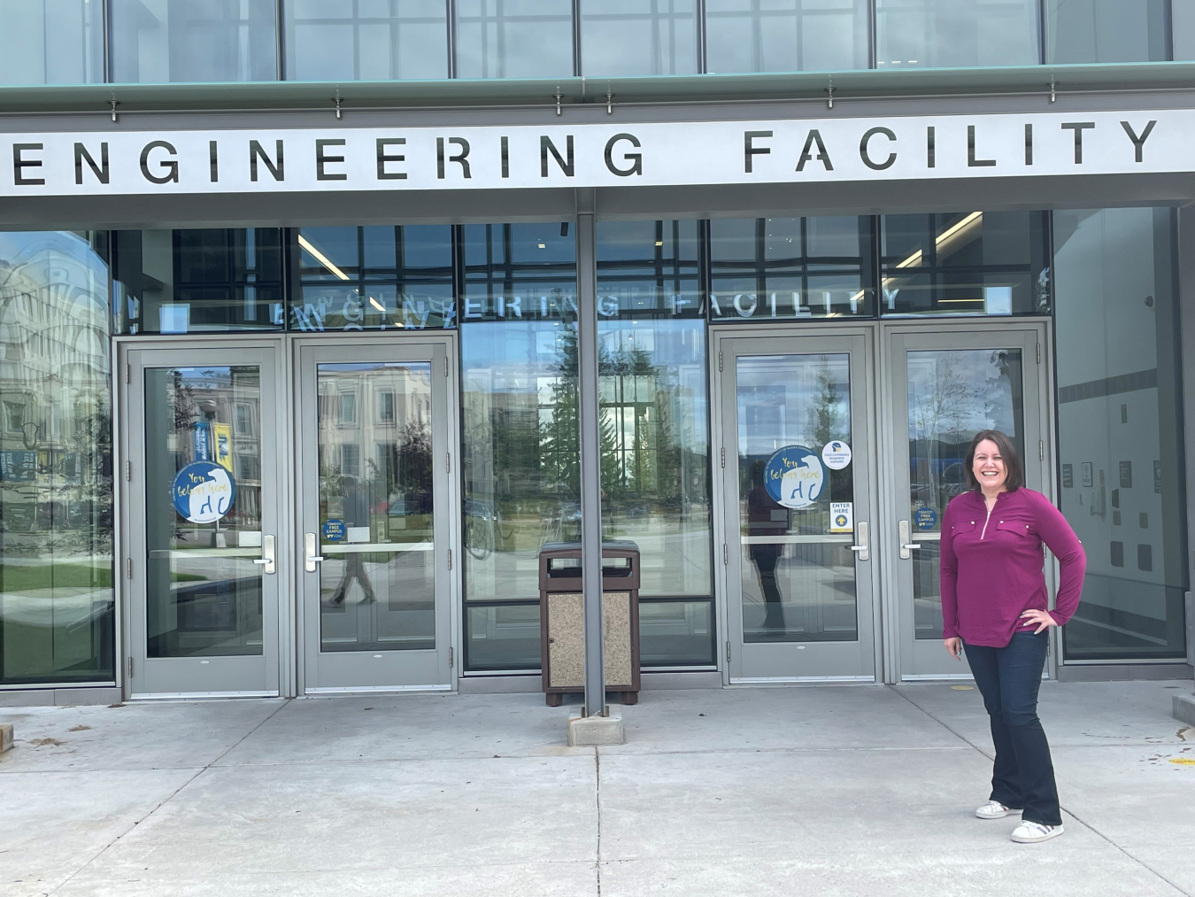 Nicole Jacobs stands in front of the University of Alaska Fairbanks Engineering building. 