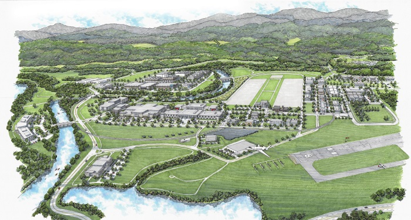 An artist’s rendering of East Tennessee Technology Park’s potential as a fully realized multi-use industrial park. EM is working to complete all remaining cleanup at the site and transfer remaining land to the community for beneficial reuse.