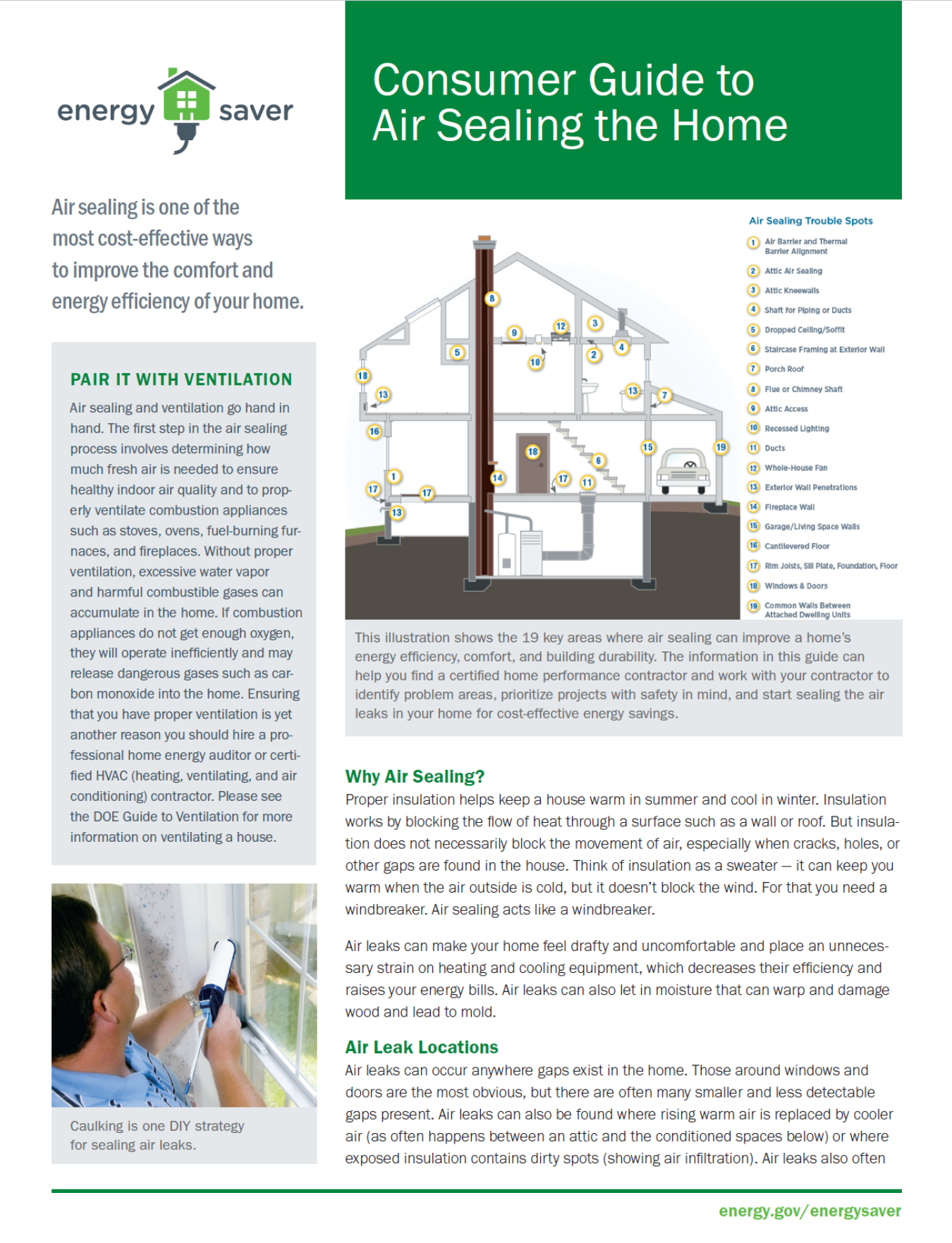 Thumbnail of the Consumer Guide to Air Sealing the Home fact sheet.