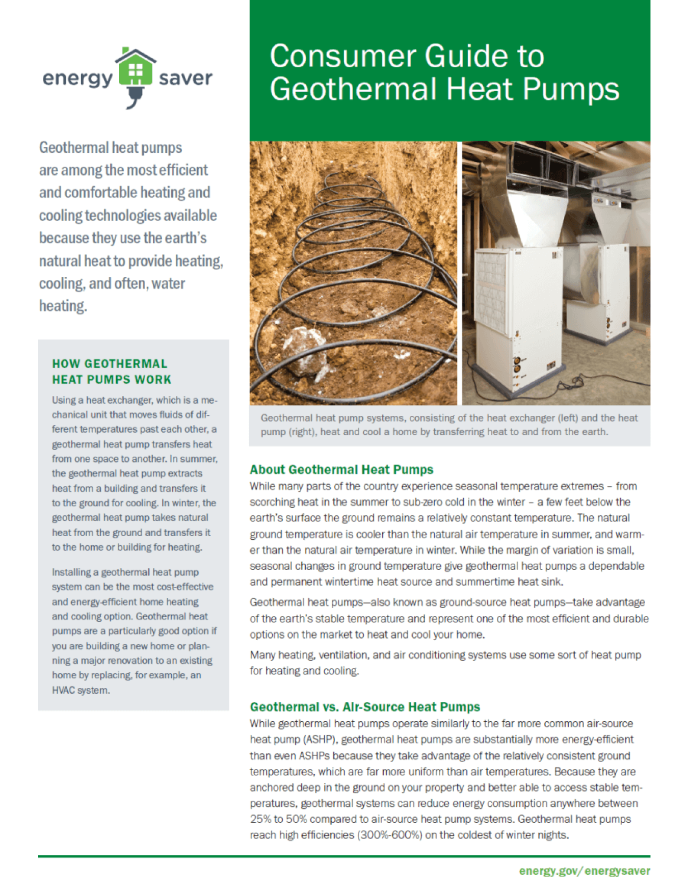 Thumbnail of the Consumer Guide to Geothermal Heat Pumps fact sheet