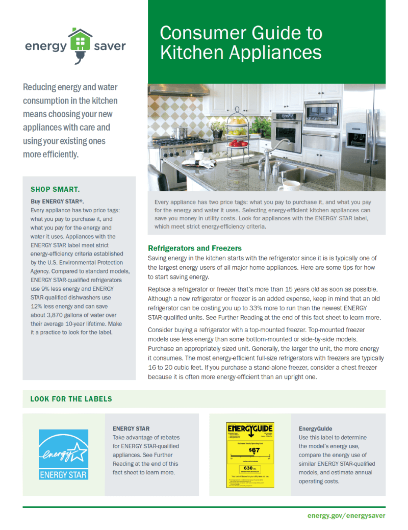 Thumbnail of the Consumer Guide to Kitchen Appliances fact sheet.