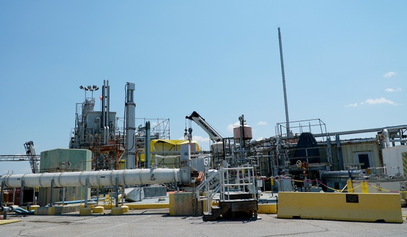 Crews with Savannah River Remediation recently completed modifications to convert Tank 42 into the third blend tank for Salt Waste Processing Facility feed. Pictured is the site of Tank 42.