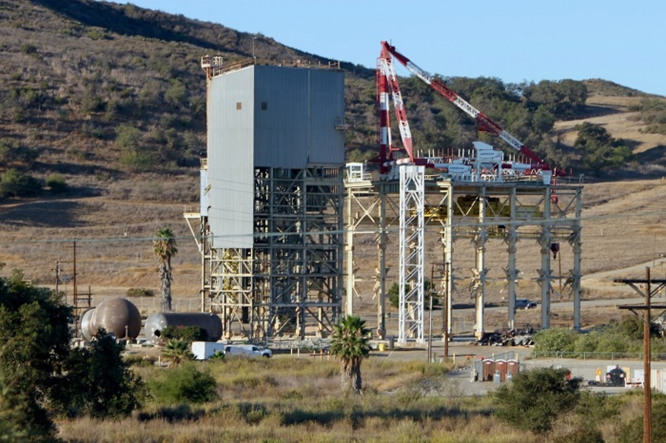 A view of the Sodium Pump Test Facility at the Energy Technology Engineering Center before workers demolished the structure earlier this month. It was the last of the DOE-owned buildings at the site to come down. 