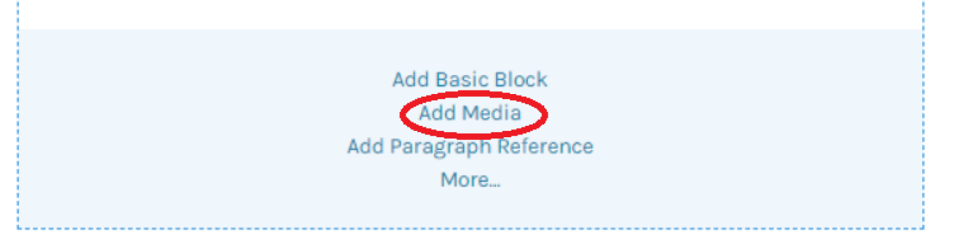 Screenshot of option to add media block in layout builder in Energy.gov CMS