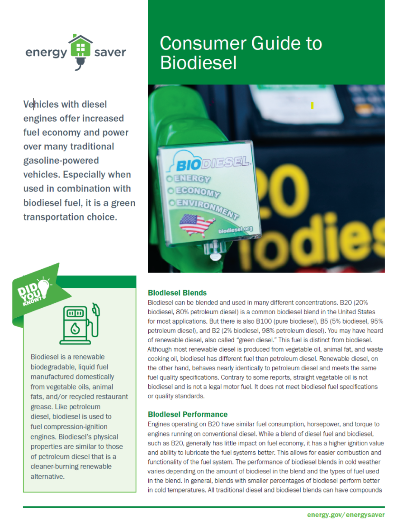 Thumbnail of the Consumer Guide to Biodiesel