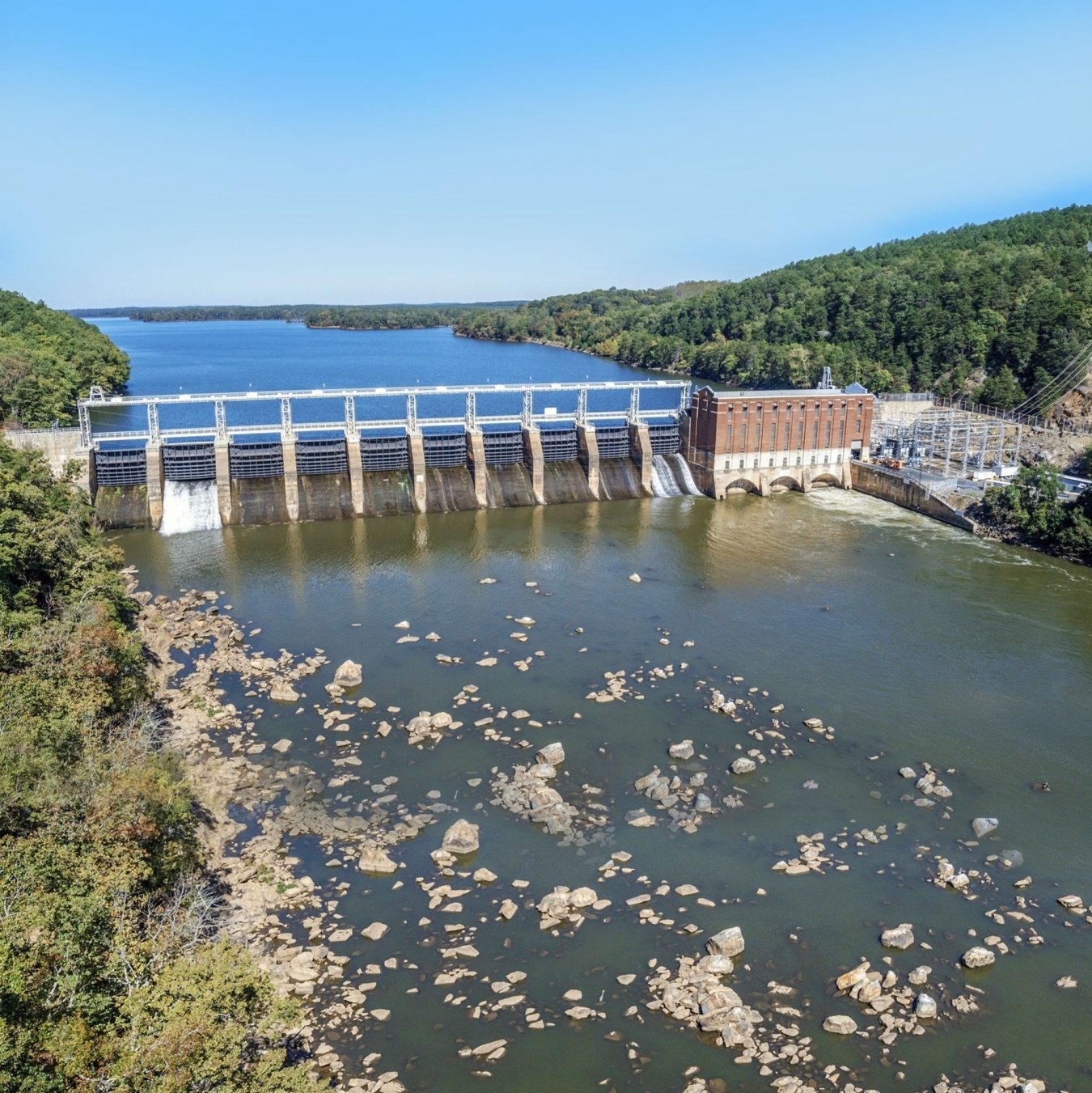 High Rock Dam at sunset.