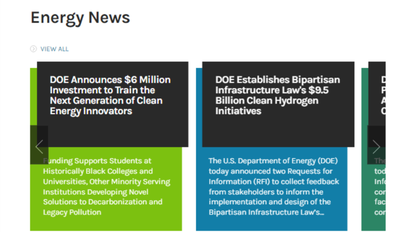 Screenshot of a Dynamic Listing Paragraph on Energy.gov