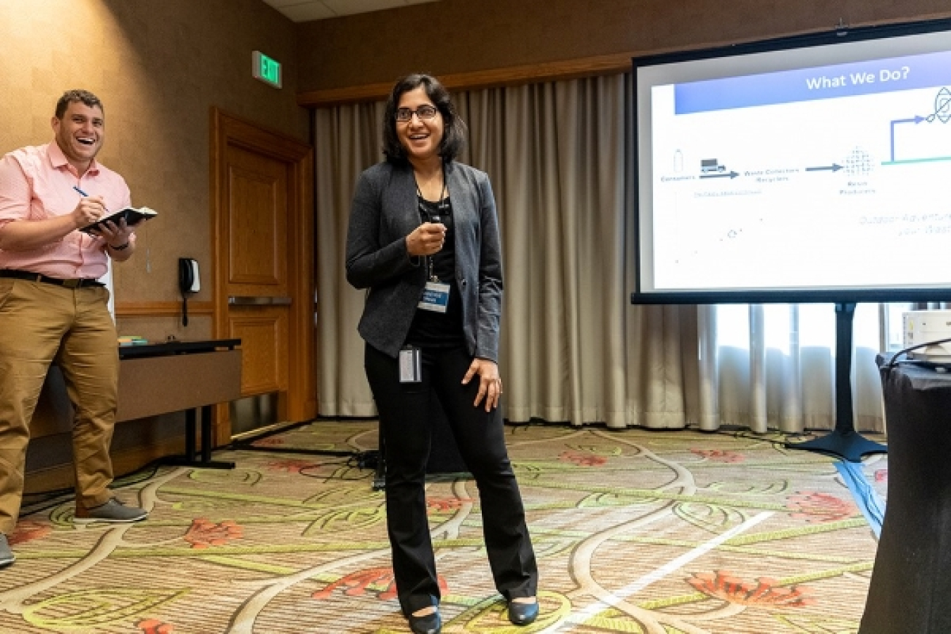 Researchers Avantika Singh and Nic Rorrer representing Team CYCLE during Cohort 10 of Energy I-Corps