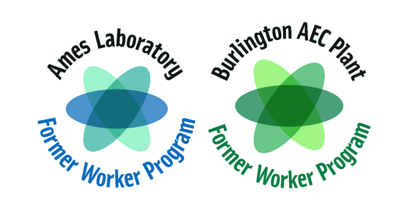 Burlington Atomic Energy Commission Plant (BAECP) and Ames Laboratory circular blue and green logos