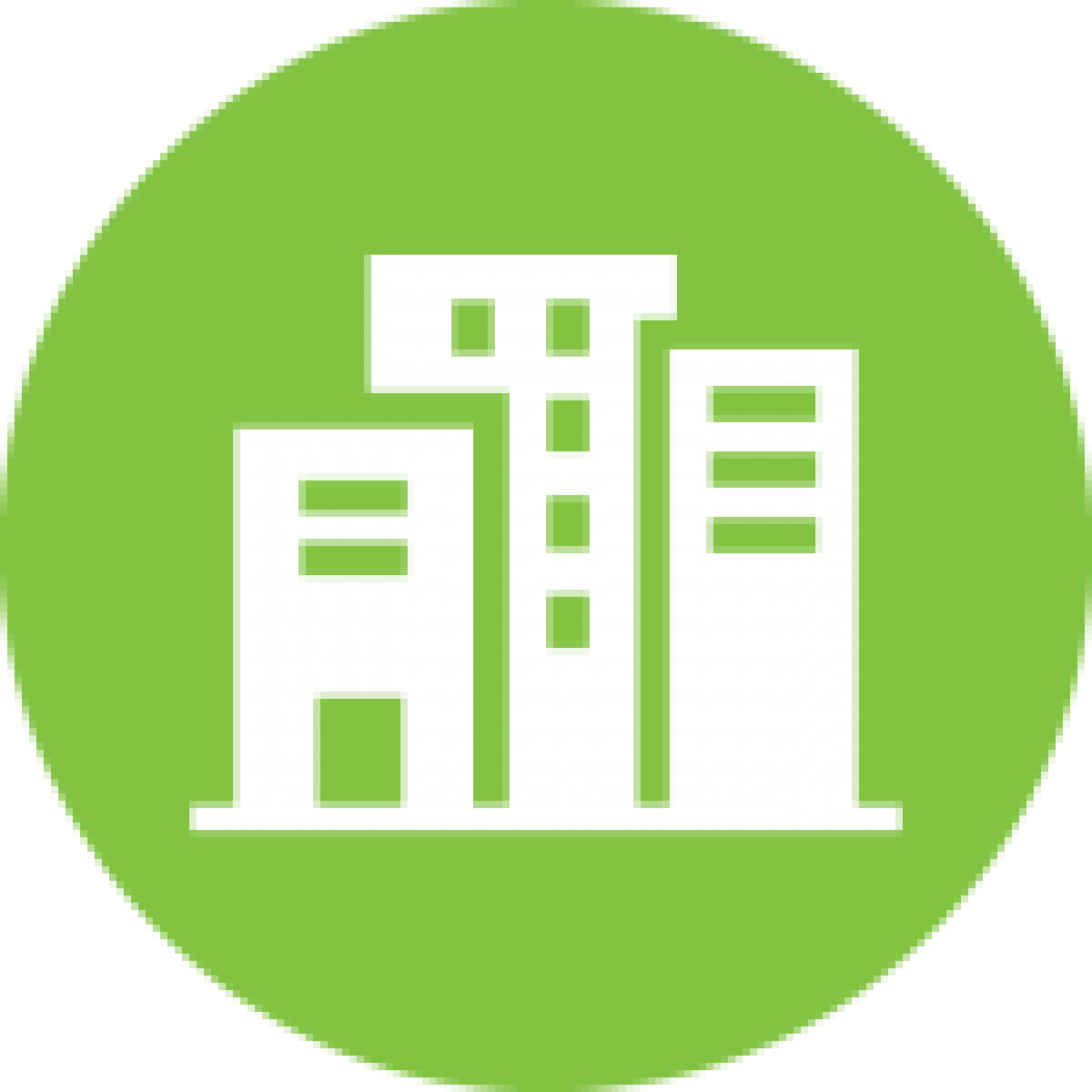 Icon of a small cluster of buildings representing a district.