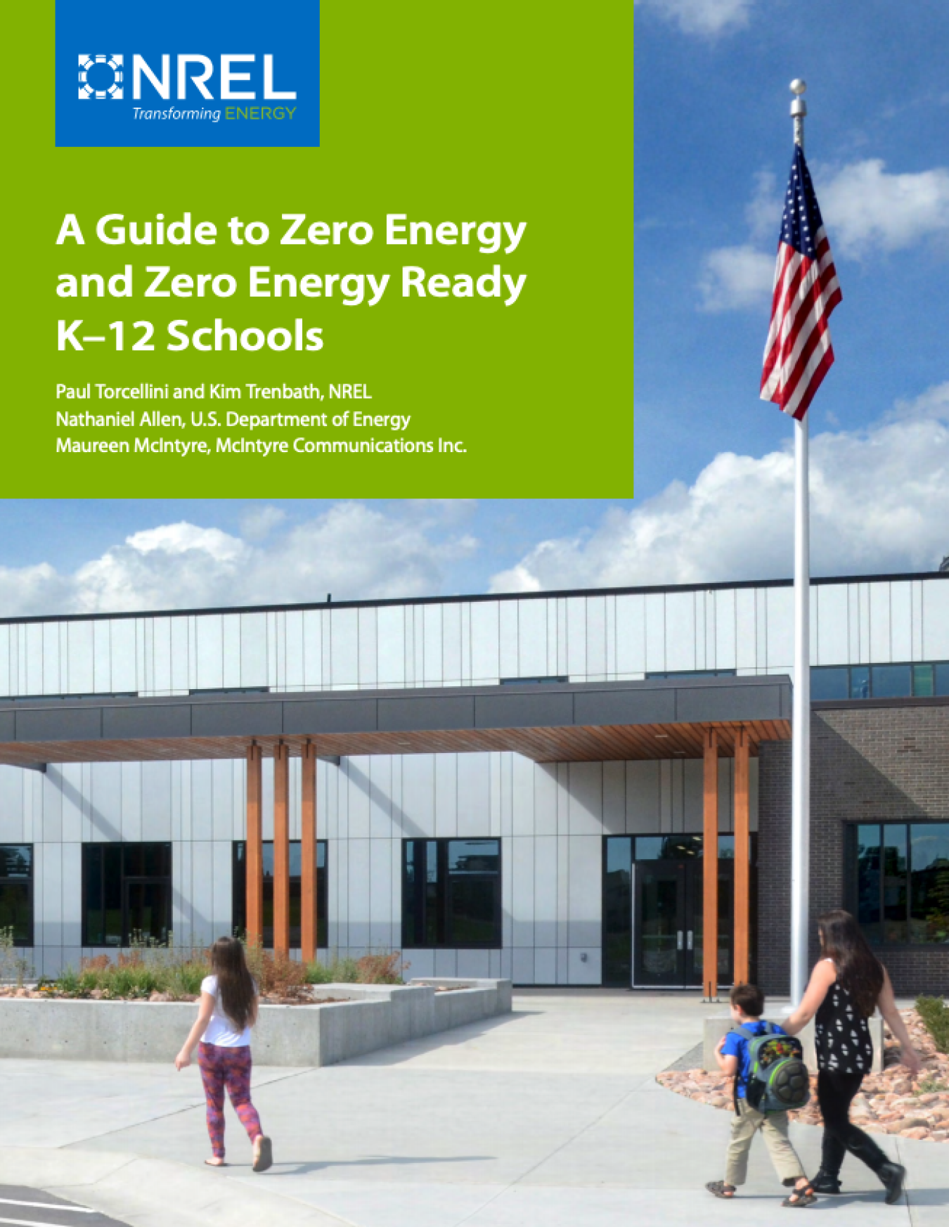 Cover of the pub, "A Guide to Zero Energy and Zero Energy Ready K–12 Schools."