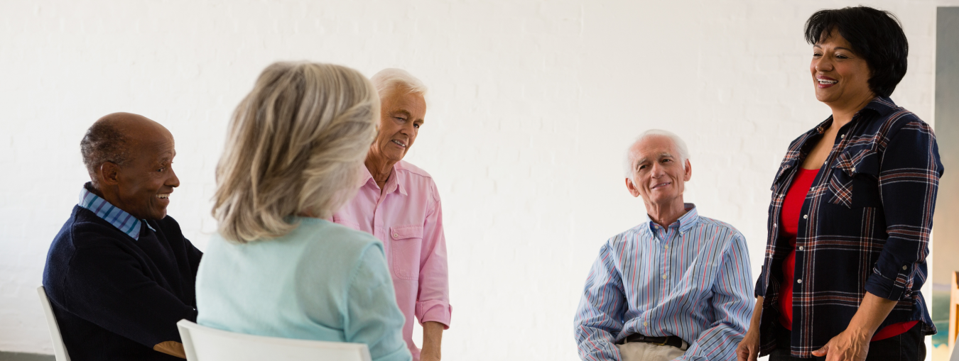 Woman talking at an outreach meeting