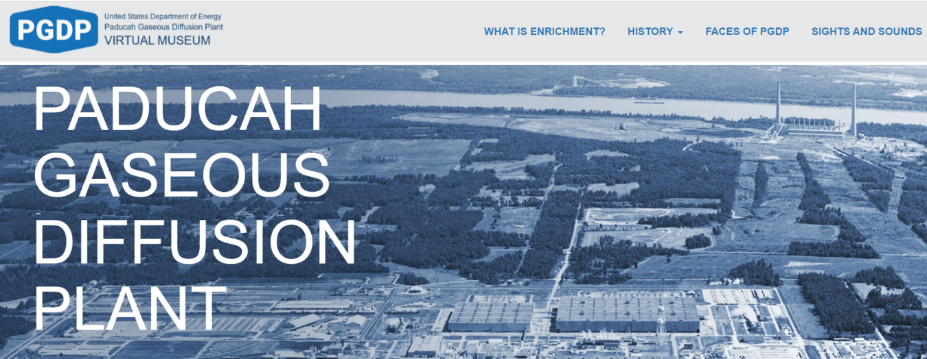 Screen capture of the homepage of the Paducah GDP Virtual Museum