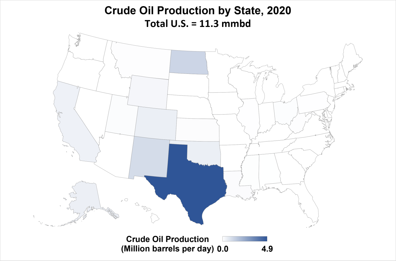 Crude Oil Production by State, 2020