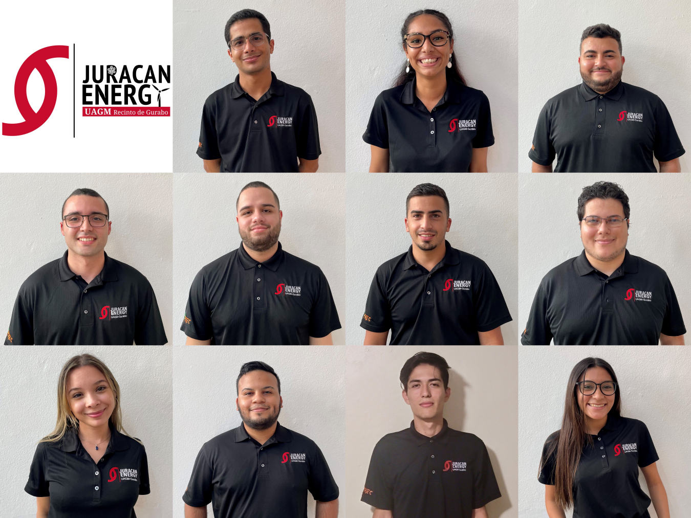 Headshots of the Universidad Ana G. Mendez collegiate wind competition team.