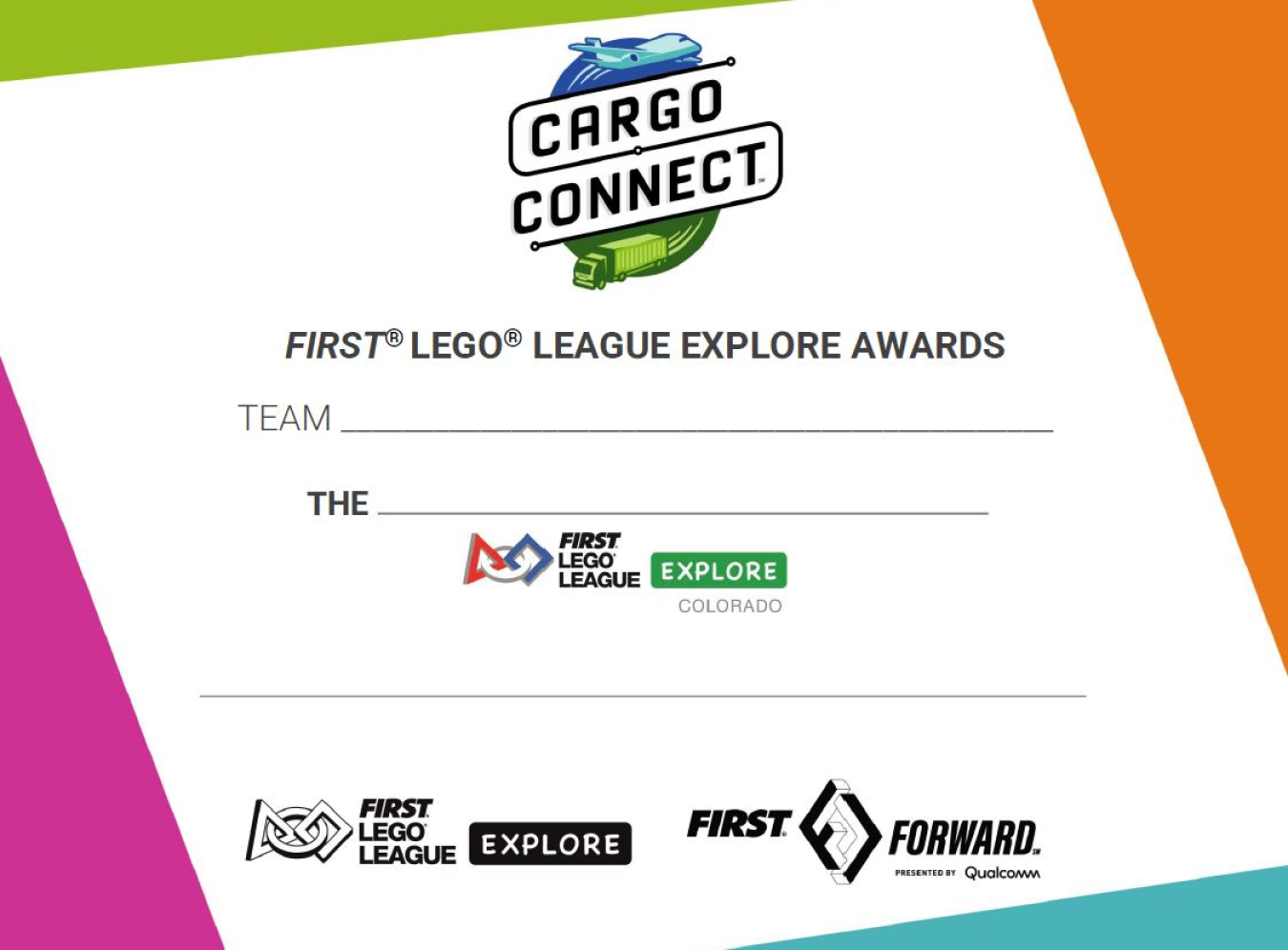 FIRST Lego League certificate