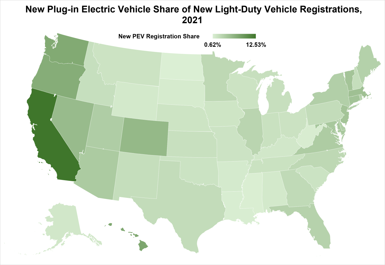 New Plug-in Electric Vehicle Share of New Light-Duty Vehicle Registrations, 2021