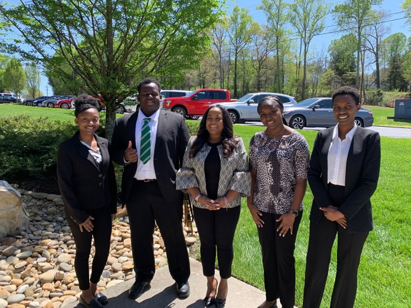 Nicole Nelson-Jean, EM associate principal deputy assistant secretary for field operations, at center, met with students from Benedict College and Tennessee State University (TSU) in Oak Ridge, where the students got an up-close look at cleanup projects and learned about new opportunities through EM’s Minority Serving Institutions Partnership Program. 