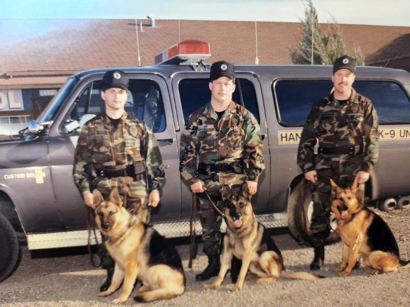 Lorin Cyr, center, newly promoted to chief of Hanford Patrol, has been a member of the force since 1985. He served as a K-9 officer early in his Hanford career. 