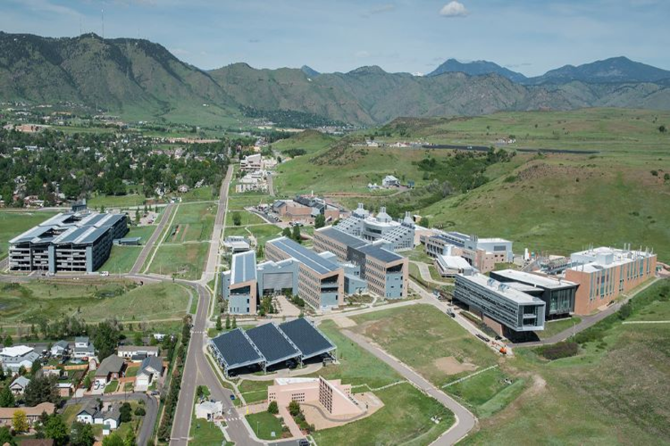 Aerial view of National Renewable Energy Laboratory campus in Colorado