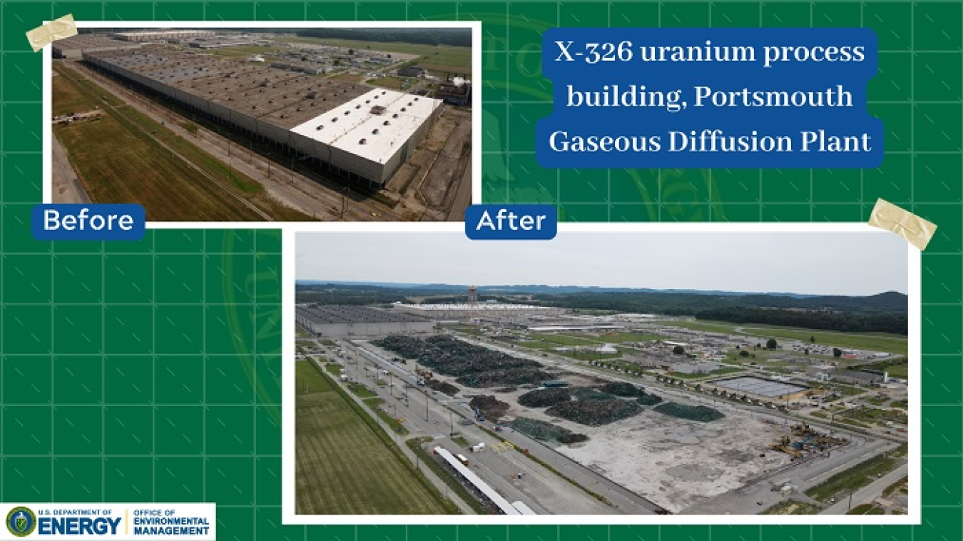 The recent demolition of the X-326 uranium process building at the Portsmouth Site fulfills an EM 2022 priority and marks the most significant cleanup milestone to date at the site. 