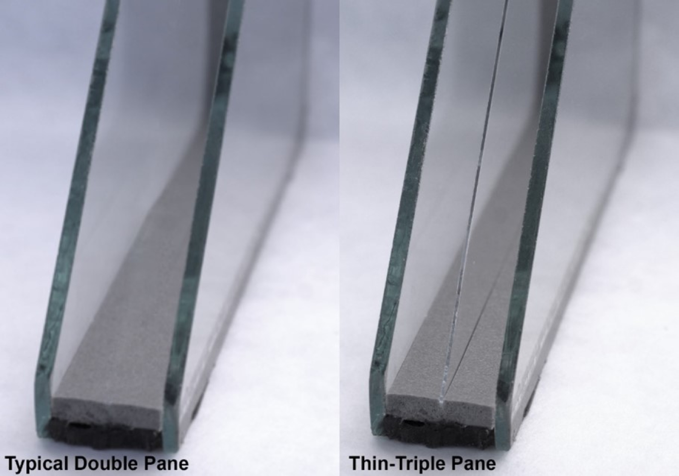 Thin triple-pane windows (right) have three panes of glass.