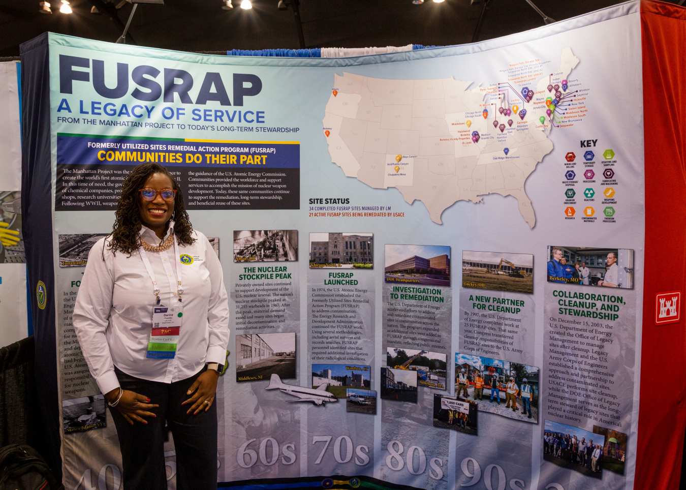 Darina Castillo with FUSRAP Display at Waste Management 2022