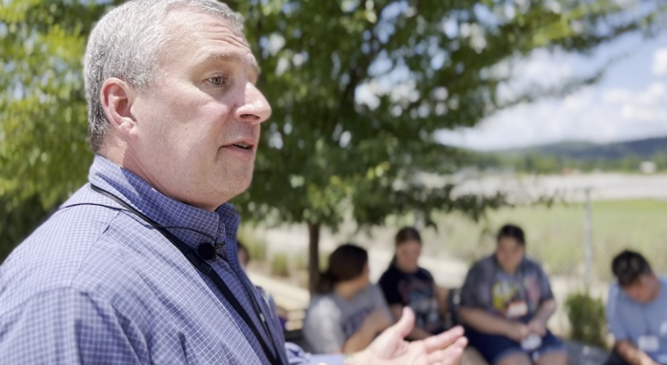 Roger Petrie, a regulatory affairs specialist with the Oak Ridge Office of Environmental Management, served as a tour guide for students with the Oak Ridge Associated Universities Summer STEM Academy during their July 14 visit to the site.