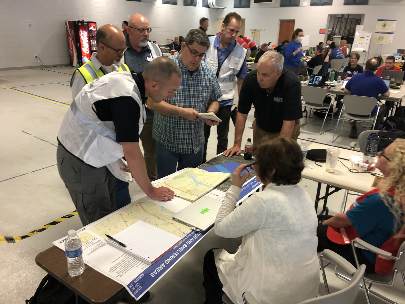 Members of the Unified Command Group leadership discuss protective action during the Cobalt Magnet exercise.