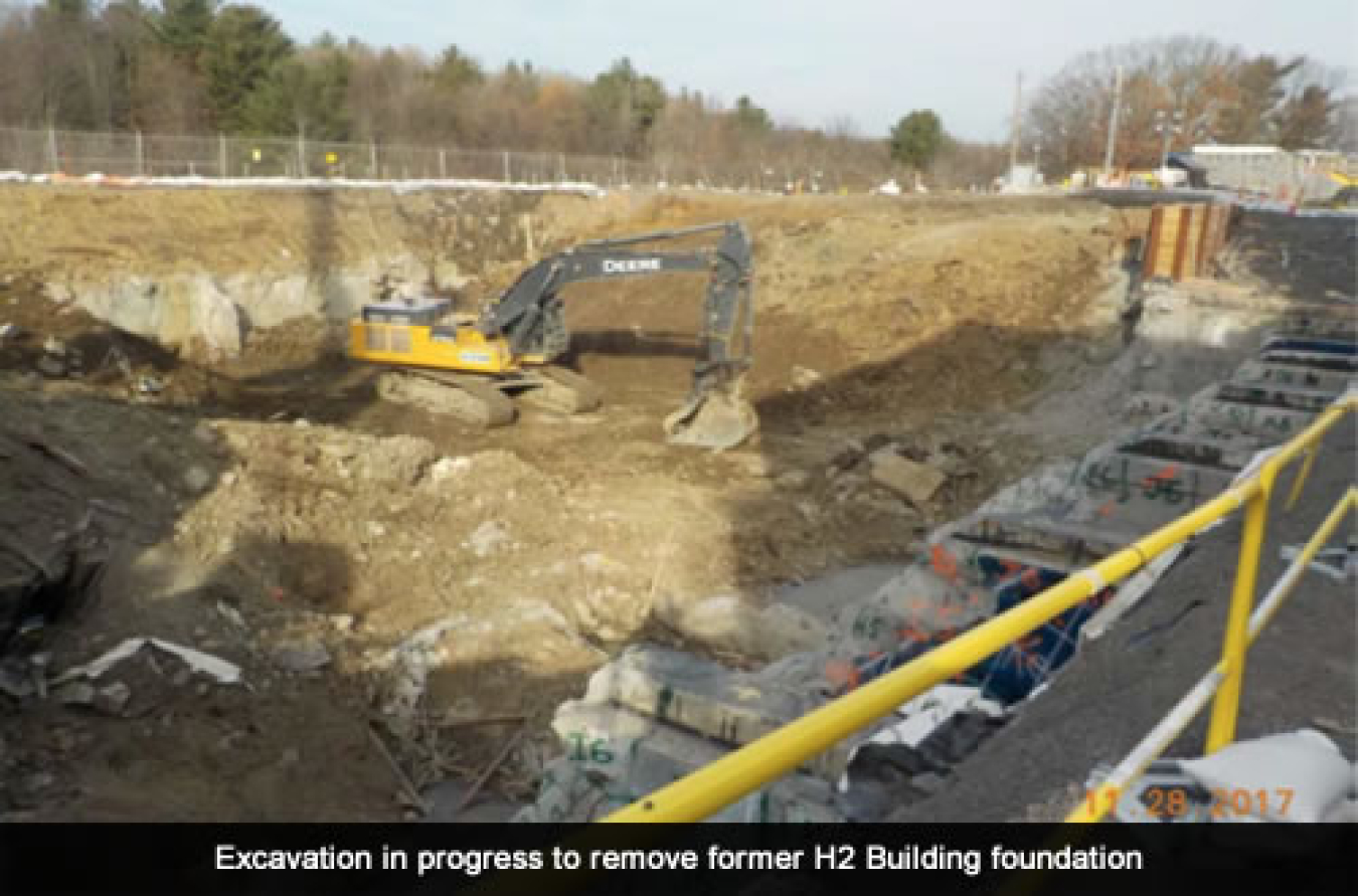 Excavation in progress to remove former H2 Building foundation