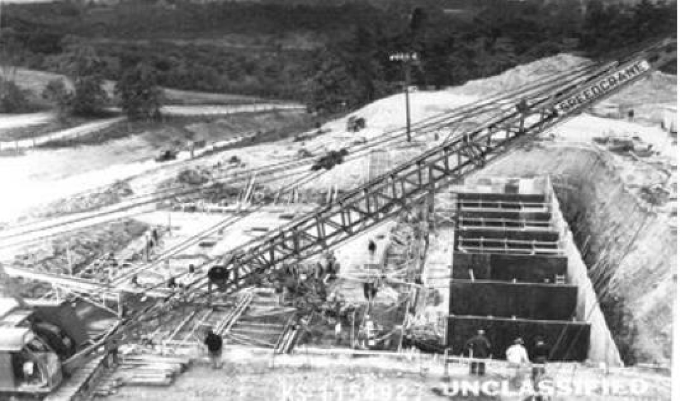 Building H2 in 1948, showing construction of tank vaults