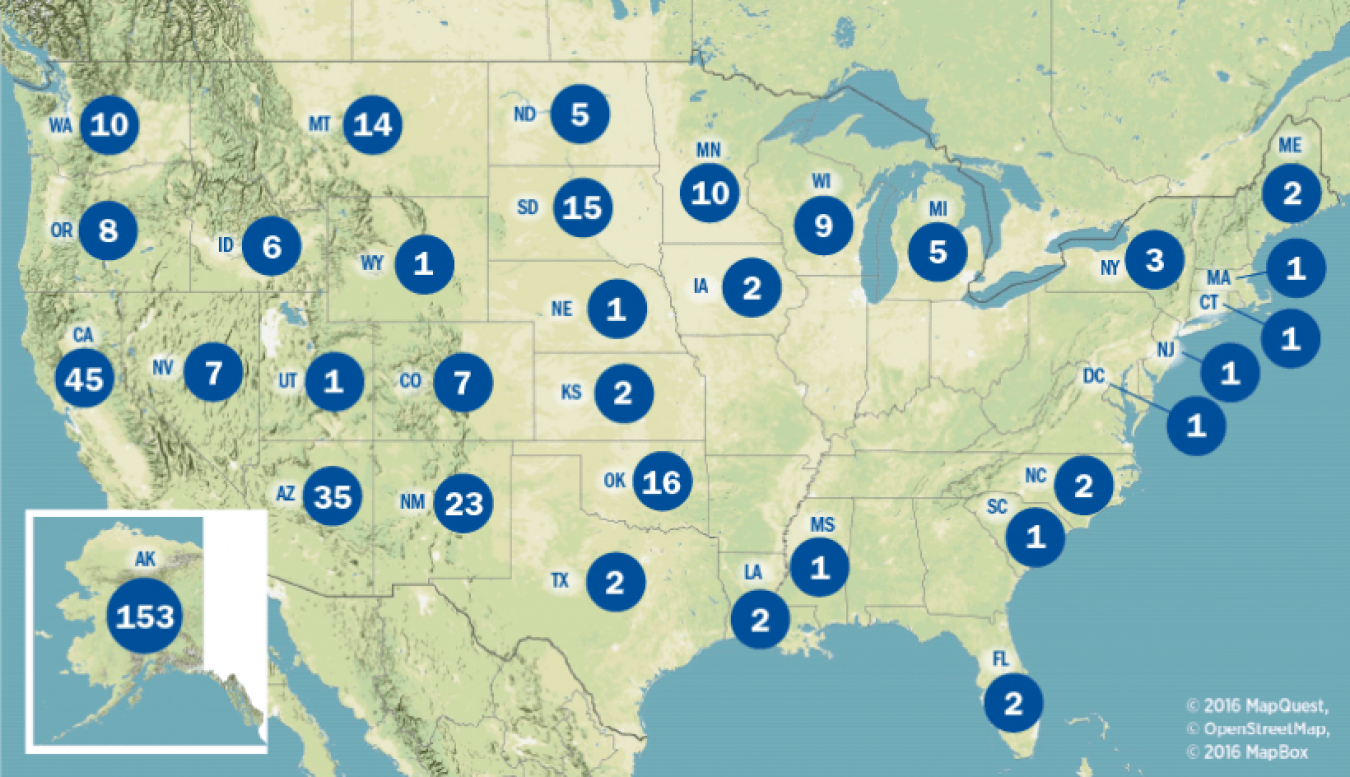 This map represents on-request technical assistance completed in each state between 2010 and 2021. 