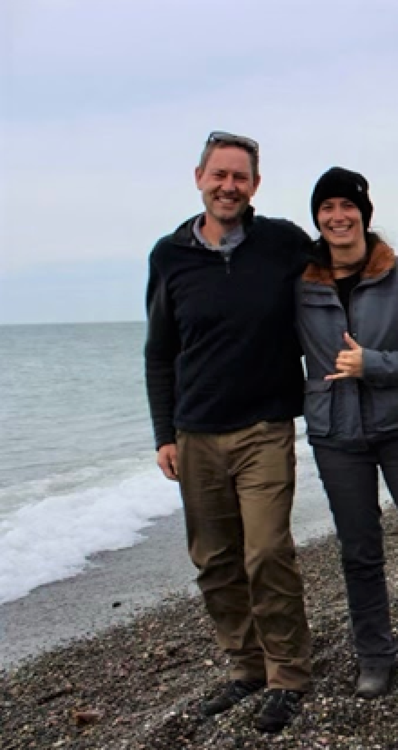 Two scientists at on the shore at Point Barrow in Alaska. 