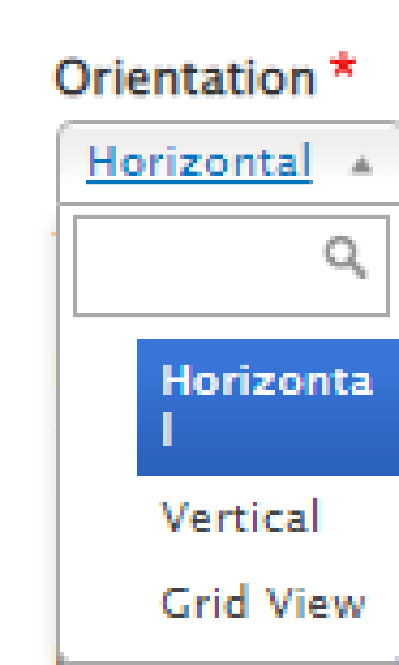 Screenshot of the orientation field for listing paragraphs on homepages 