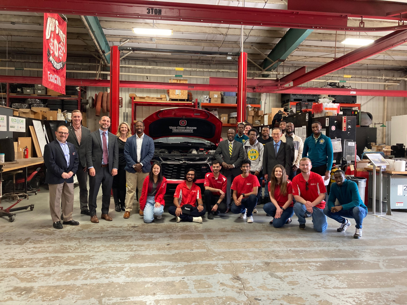 Acting Assistant Secretary Alejandro Moreno with EcoCAR contestants from Ohio State and Wilberforce University