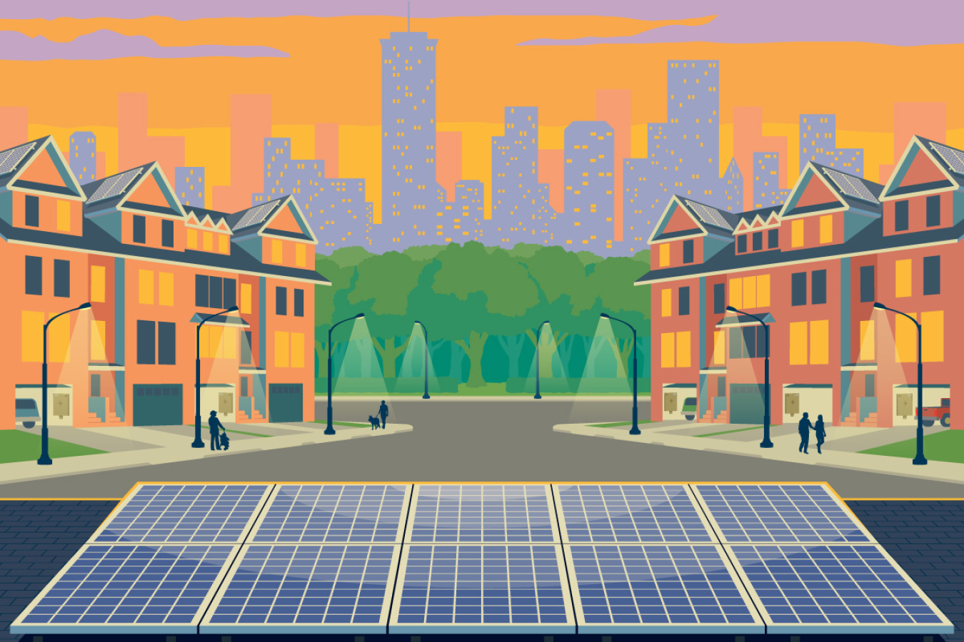 Illustration of city powered by virtual power plants