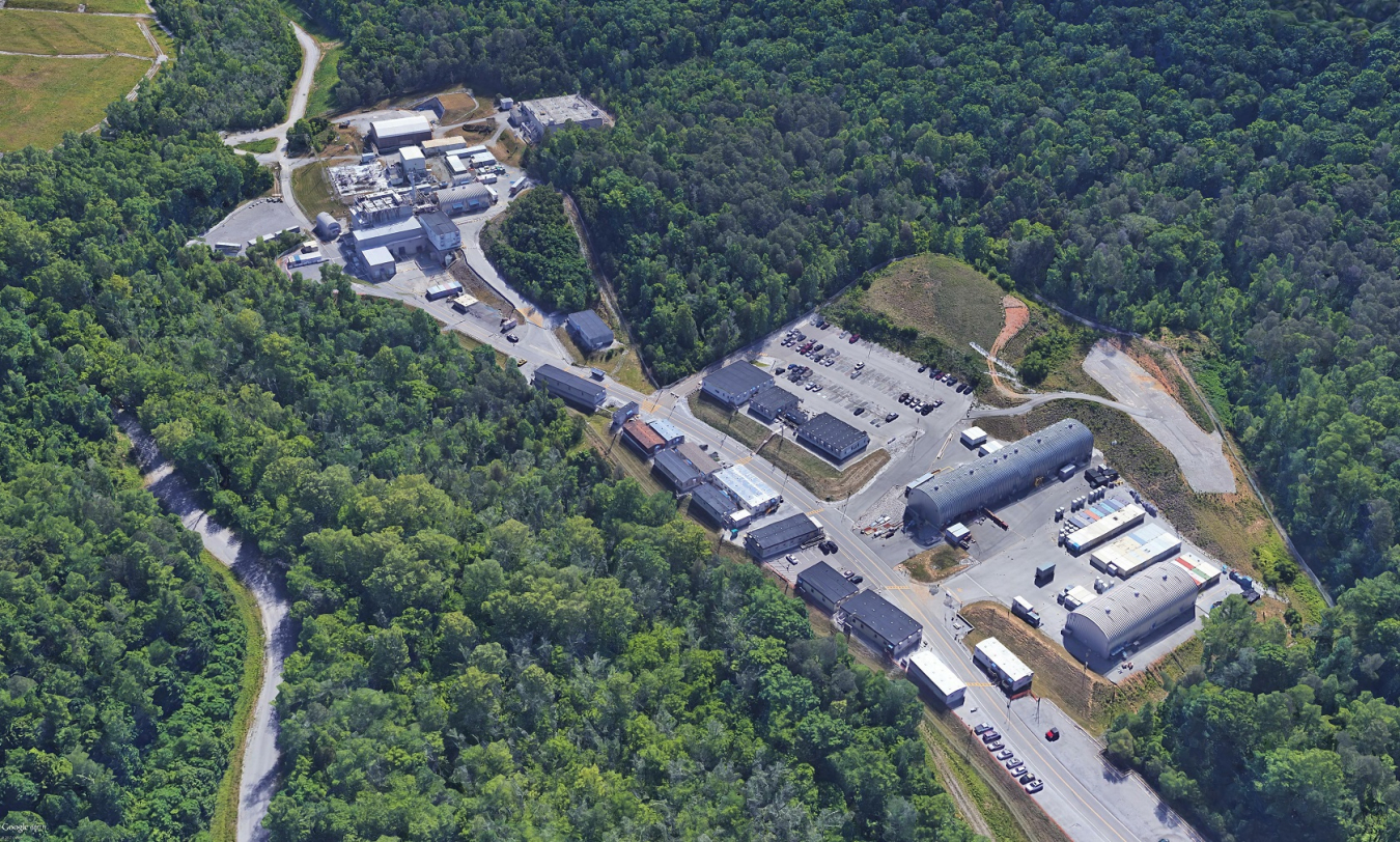 An aerial overview of the Transuranic Waste Processing Center in Oak Ridge. EM constructed the facility in 2003 to address a legacy stockpile of defense-related research waste.