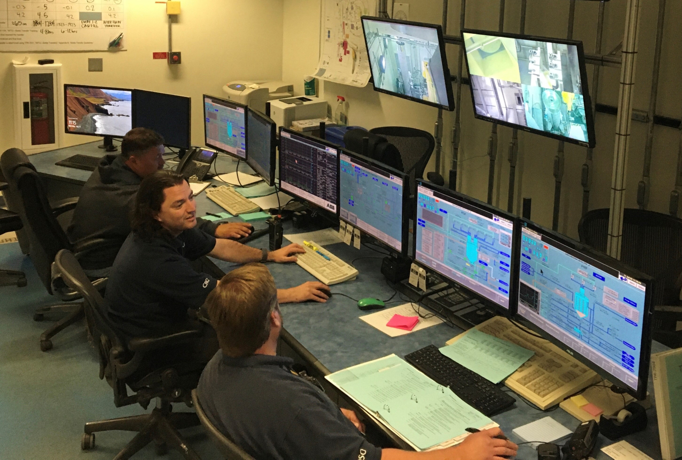 Integrated Waste Treatment Unit operators monitor plant conditions during a confirmatory run for the facility that took place earlier this year.