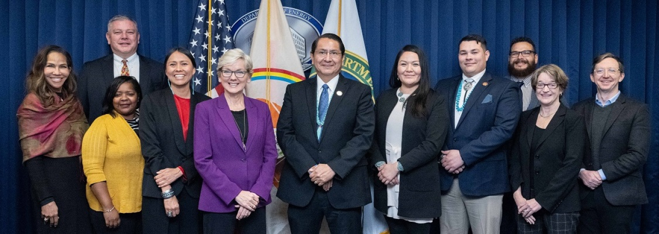 Group photo with Secretary Granholm and Office of Indian Energy leadership attended the White House Tribal Nations Summit.