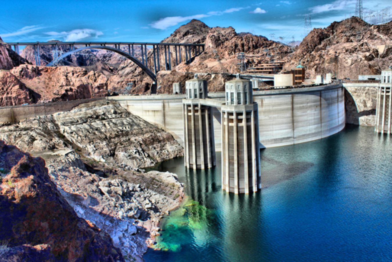 Hydropower dam in the mountains. 