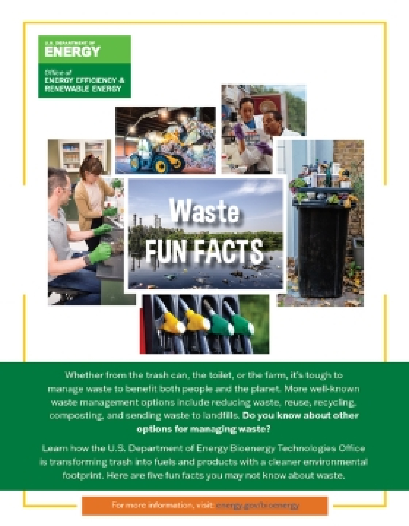 Cover for BETO's STEM Waste Fact Sheet