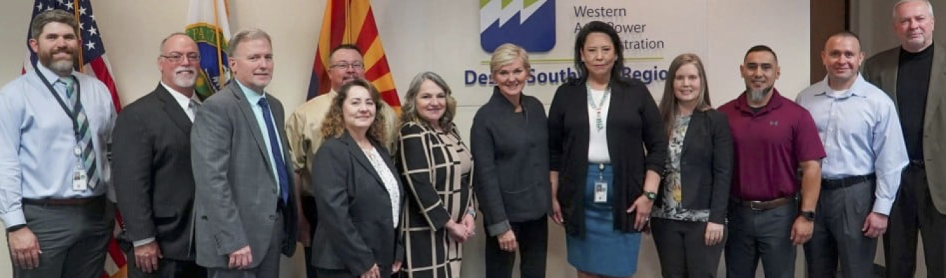 Secretary Granholm with staff at the Western Area Power Administration's Desert Southwest regional office in Phoenix, Arizona.