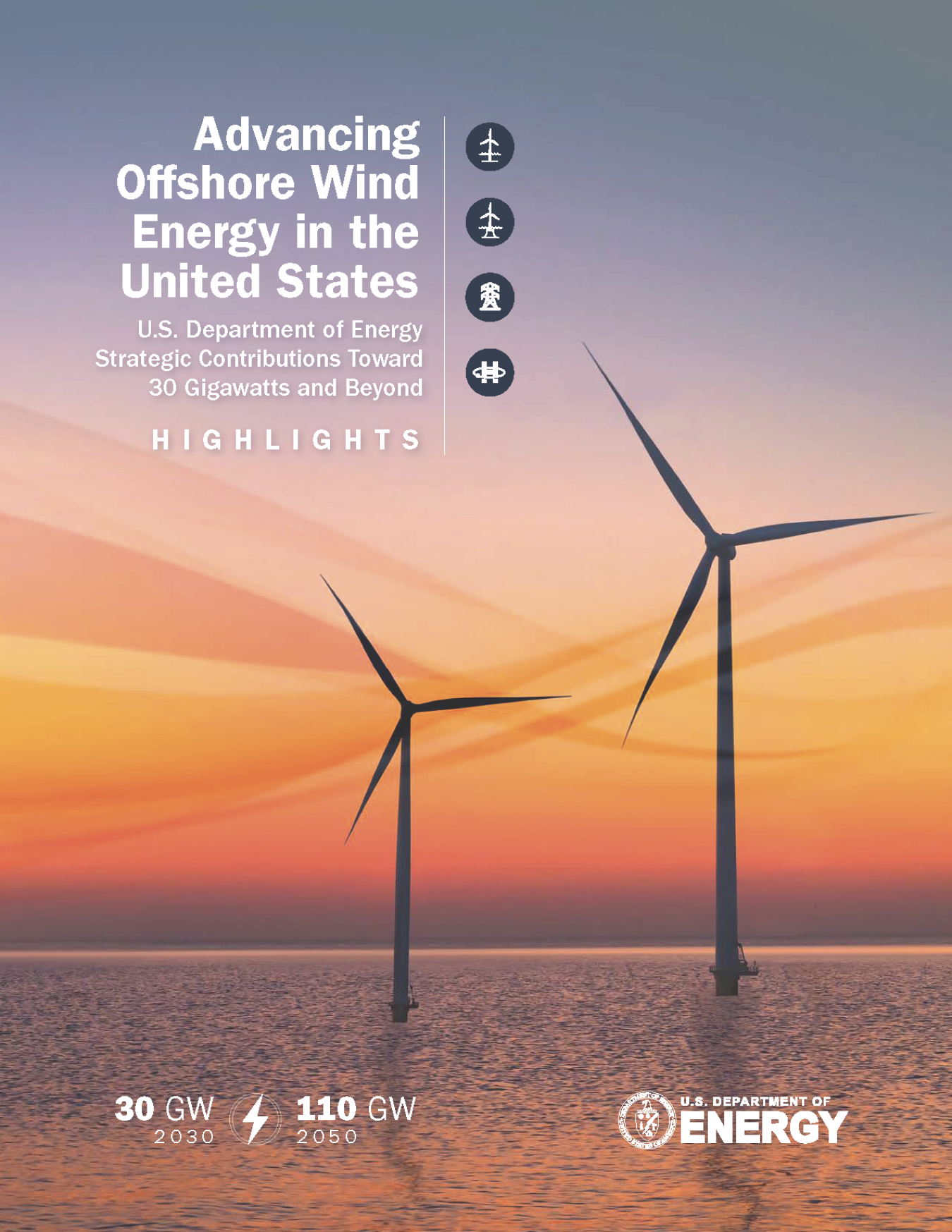 Cover image for the Full Advancing Offshore Wind Energy in the United States Strategy Highlights