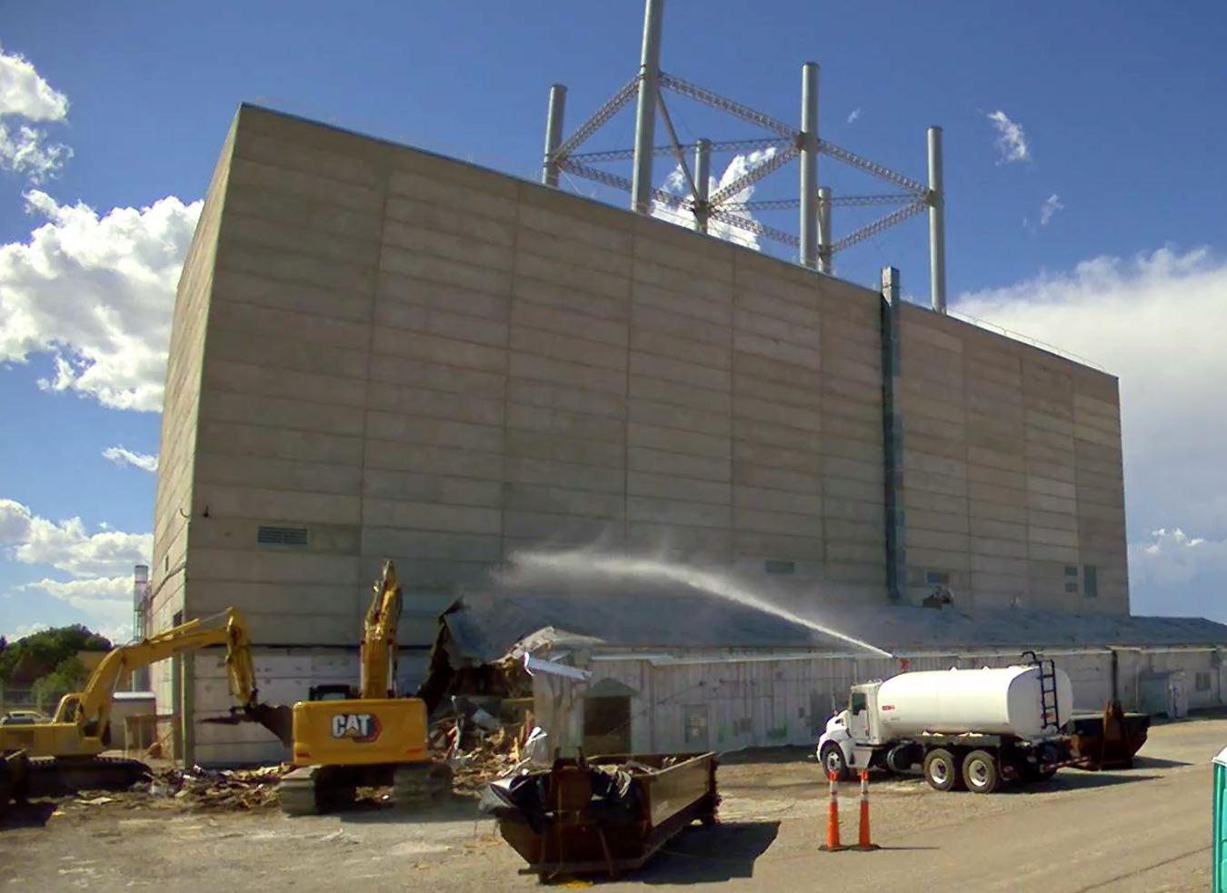 EM decontamination and decommissioning crews work to remove two buildings at the Naval Reactors Facility at the Idaho National Laboratory Site last year. Watch a video on the project here.