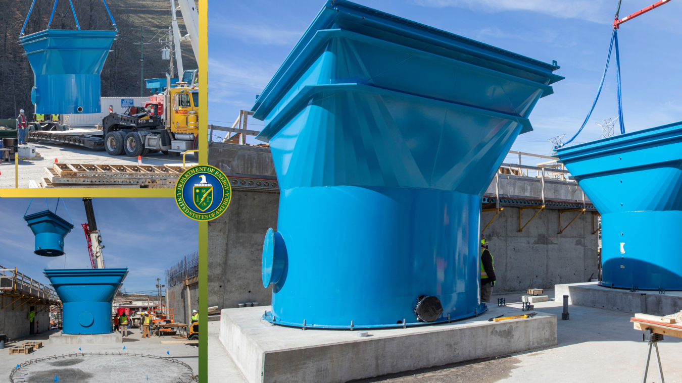 Oak Ridge teams safely hoisted four parts that comprised two massive incline plate clarifiers at the Mercury Treatment Facility treatment plant. It marks the project’s first mechanical installation. The clarifiers remove particles during the treatment process and make the water clearer.