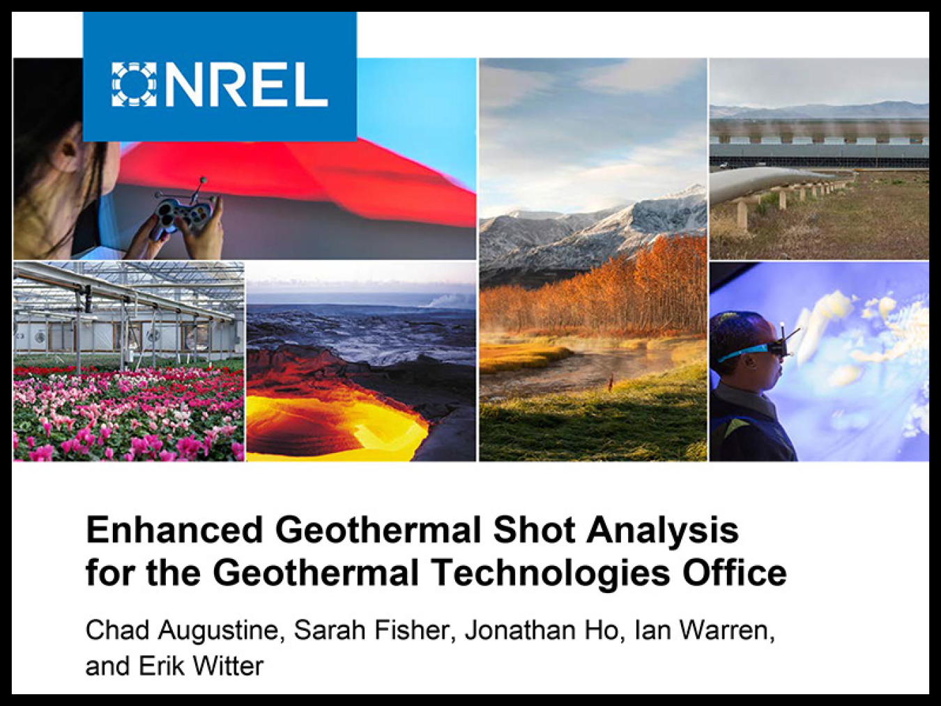 Report cover for Enhanced Geothermal Shot Analysis for the Geothermal Technologies Office developed by NREL.