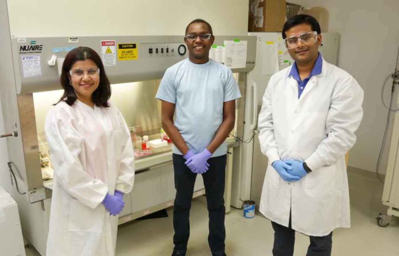 Scientists from Oak Ridge National Lab, from left to right, Debjani Pal, Wellington Muchero and Kuntal De.