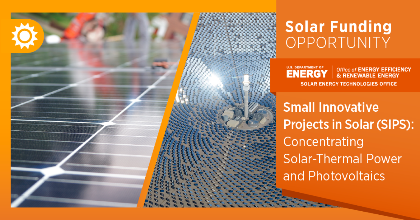 Image showing CSP and PV technologies with title of the funding opportunity 