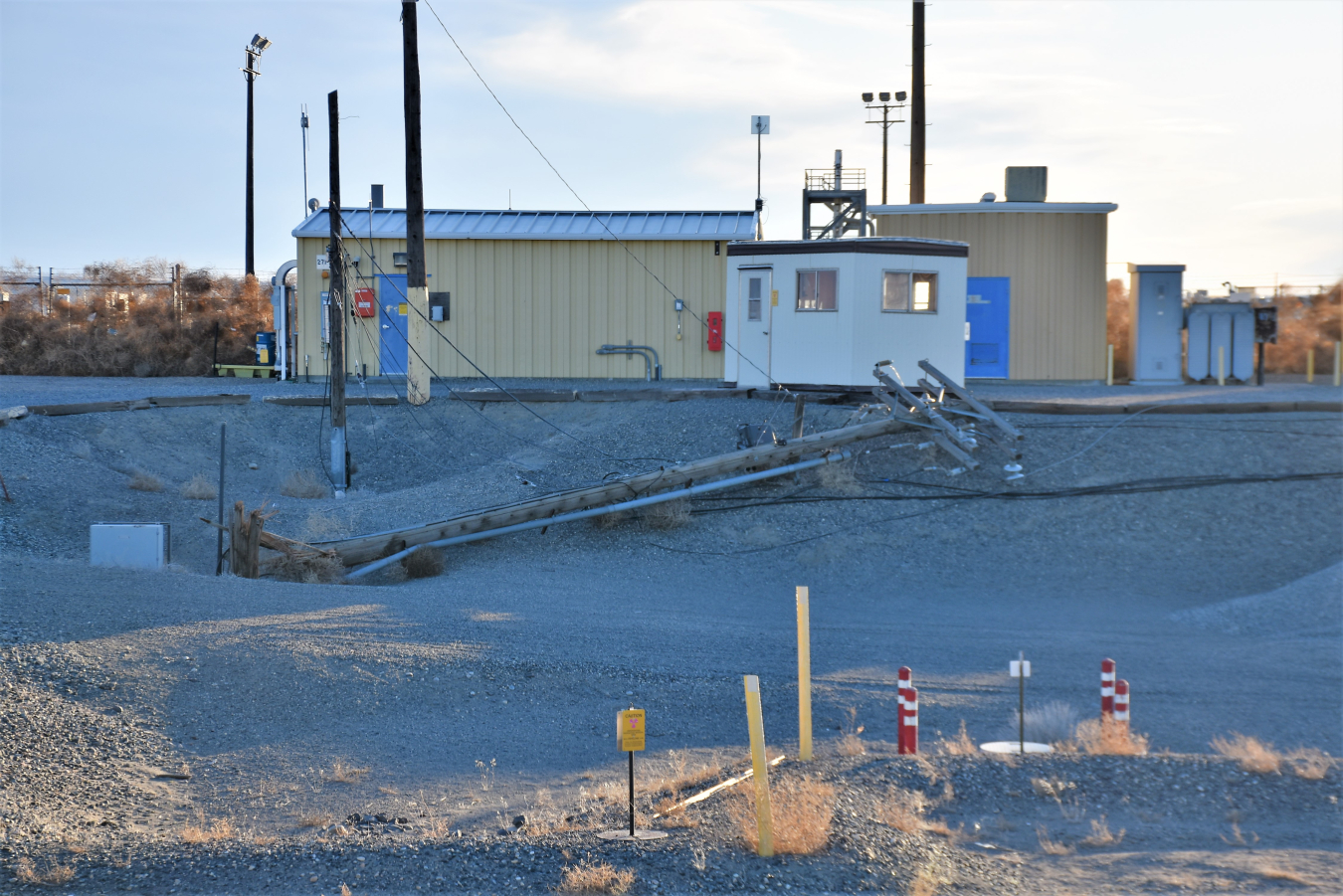 Contractor Hanford Mission Integration Solutions repaired multiple utility poles knocked down by an intense windstorm on the Hanford Site in February. 