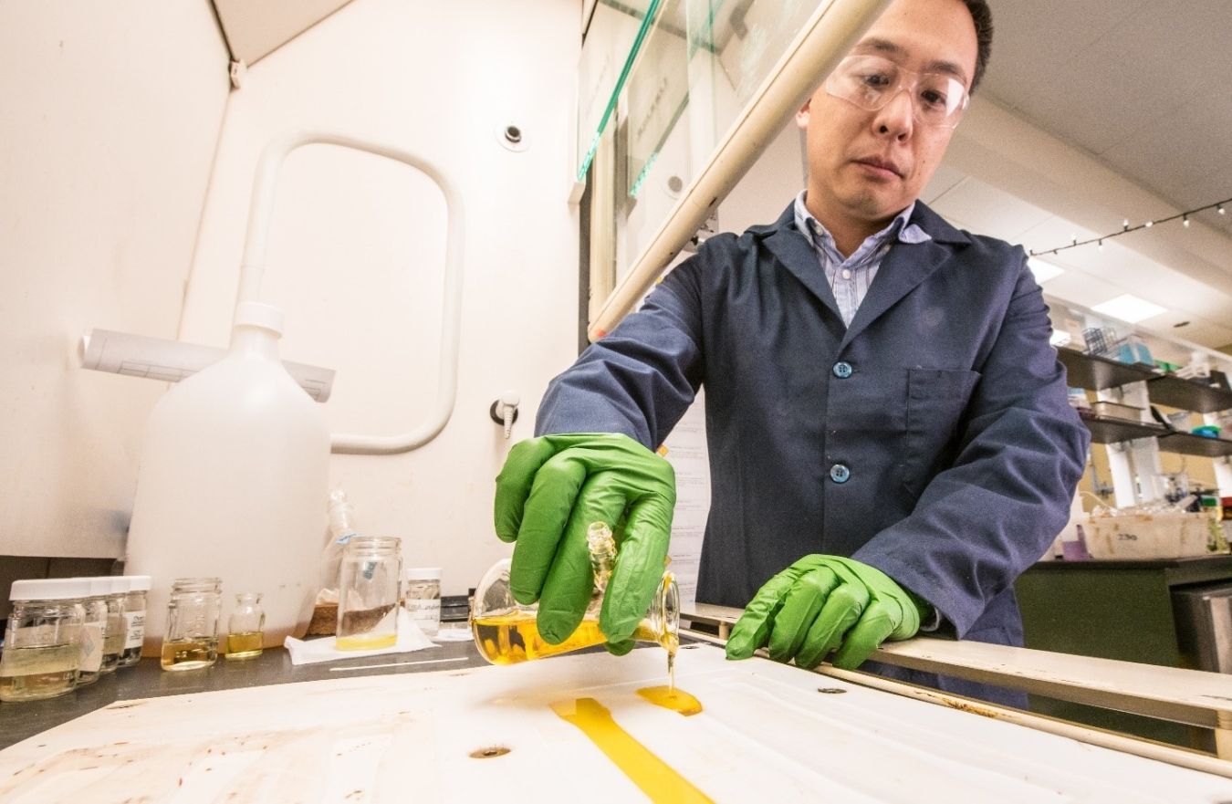 Low-Carbon Foams, Coatings, Adhesives—NREL's polyurethane chemistry absorbs rather than releases carbon dioxide and can be adapted to turn algal oils and other biomass feedstocks into nontoxic polyurethane tailored to suit a range of applications. In 2021, NREL demonstrated that algae oils are uniquely suited for making polyurethane foam.